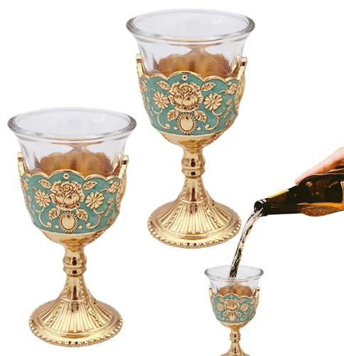 galeyyu Farbige Wasserkelche aus Glas, Vintage-Glaskelch-Set,Trinkgläser im Retro-Stil | Hochzeits-Toastgläser im königlichen Stil für Weihnachten, Zuhause, Küche, Garten
