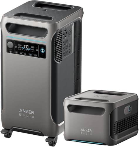 Anker SOLIX F3800 Portable Power Station and BP3800 Expansion Battery, 7.68kWh LiFePO4 Batteries, 6000W AC Output, Solar Generator for Home Backup, RVs, Emergencies, Power Outages, and Outdoor Camping