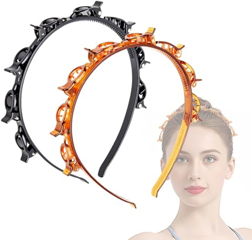 Lot de 2 pinces à cheveux tressées à deux couches pour frange - Accessoires pour femme