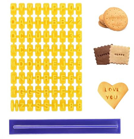 1 Set Cookie Mould with Number and Alphabet Stamps, Reusable Fondant Letter and Number Moulds，for Baking Cakes Decorating DIY Birthday Make Words Message