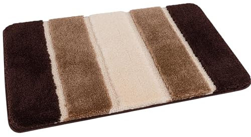 Nest & Nibble Bathroom Bath Mat (Brown, 40 x 60 cm) Non-Slip Toilet Floor Mat | Ultra-Absorbent Microfiber Technology Washable Shower Rug | Soft & Thick Anti-Mould Home Essential Bathtub Carpet