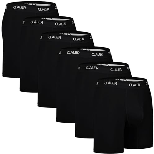 CLALER Bambu boxershorts herr kalsonger, multipack, lång 3D-väska, underkläder, retroshorts, andas, trunks 6-pack