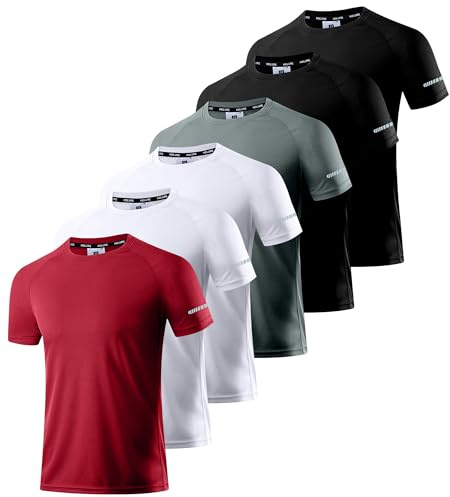 Holure Tränings-t-shirts i 3-pack eller 5-pack, herr, sport-t-shirts som andas, snabbtorkande, kortärmad, träningströja perfekt för gym, vandring, löpning, träning och bodybuilding