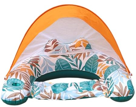 Sillón Reclinable Hinchable En Forma U para Piscina, Diseño con Reposacabezas Y Asiento Ancho, Flotador De Piscina con Parasol, Sillón Reclinable Flotante para Adultos para Resorts, Lagos, Ríos