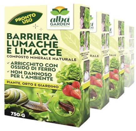Albagarden - Lumachicida Naturale con Ossido di Ferro - Barriera Lumache e Limacce a Base di Minerali - Granulare 750 gr (6 Scatole)