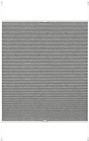 Gardinia EASYFIX Plissee Lilly Green zum Klemmen, Ohne Bohren, Sichtschutz, Blendschutz, Blickdichtes Faltrollo, Verdunkelung, Recycling Stoff, Grau, 50 x 130 cm (BxH)