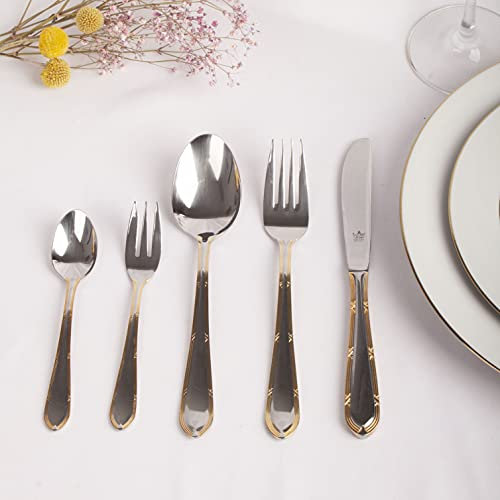 Franquihogar Set di posate in acciaio inox 1810 lucidato, 30 pezzi per 6 persone, alberghi cucchiaio, coltello, forchetta, cucchiaio, cucchiaio, cucchiaino, cucchiaio e forchetta da dessert