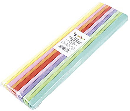 gimboo - Krepppapier 10 Rollen Pastel 50 x 200 cm Sortiert/Kreppband Bunt Bänder Crepe Paper/ideal für Kreativen Hobbies/ 1 Pack/Farbig sortiert, 14113352-98