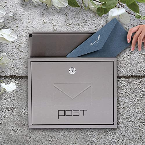 Sudemota Buzón Buzón Duradero Buzón de Correo Buzón montado en la Pared Buzón de Gran Capacidad Buzones Independientes Buzón de Acero Inoxidable con Cerradura con 2 Llaves