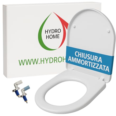 HYDRO HOME WC-Sitz, kompatibel mit Dellarco Duravit, wärmeisolierender Kunststoff, verstellbare Scharniere von oben, Weiß Made in Italy (RAL-Verschluss)