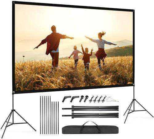 VISULAPEX 100 Leinwand Beamer HD 4K Stativleinwand, 160 Grad Betrachtungswinkel Beamer Leinwand mit Stativ Tragbare für Heimkino, Tagungsraum Hochzeiten