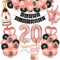 Bluelves 20. Geburtstag Dekorationen Mädchen, Rosegold Schwarz Deko zum 20 Geburtstag, 20 er geburtstag Happy Birthday Banner Girlande Konfetti luftballon,Geburtstagsdeko für mädchen