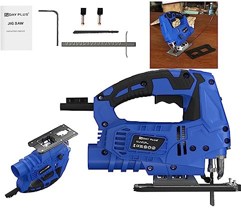 700W Corded Electric Jigsaw Tool with Laser Guide, 4 Orbital Settings, 2800 RPM, 45° Bevel Adjustment, Led Light, 6 Variable Speed Jigsaw Tool Kit to Cut Wood and Metal
