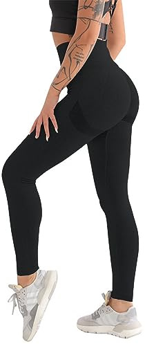 Zhiaek Mallas Deporte Mujer Cintura Alta Leggins Mujer Push Up Elástico Sin Costuras Pantalon Deporte Ropa Deportiva Mujer para Yoga Fitness Pilates Training