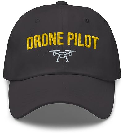 PhotoDroneGuy Gorra Piloto de Drones con Logo Bordado, Ajustable Unisex, Gris Oscuro