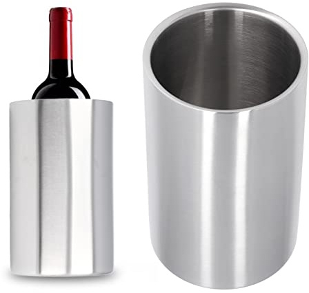 Raffreddatore per Bottiglie di Vino, Refrigeratore per Vino a Doppia Parete in Acciaio Inossidabile Secchiello per Ghiaccio per Birra per Vino Bianco, Champagne