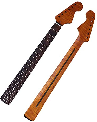 Oavslutad gitarrhals rostad Kanada flamma lönn för ST elgitarr hals matt finish hals rosenträ greppbräda 22 band 5,6 bredd (färg: Matt finish)