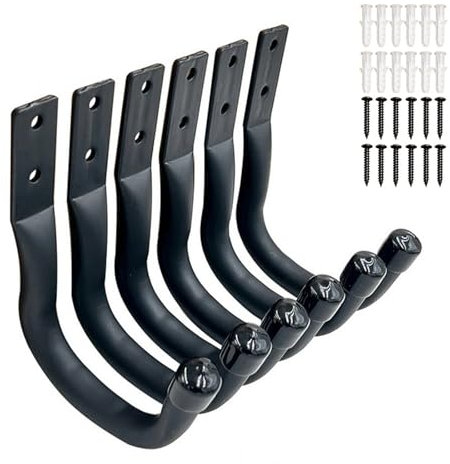 LdawyDE Wandhaken Garage, 6 Stück Schwerlasthaken Wand, J Wandhaken Schwerlast Garagenhaken Wandhalterung Leiter Leiterhaken Fahrrädern, Sportgeräten, Elektrowerkzeugen Gerätehaken