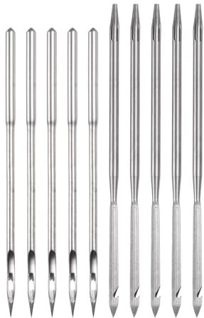 sourcing map Lot d'aiguilles de rechange pour alêne et toile de cuir, aiguilles de rechange avec trou pour travaux manuels en cuir, réparation de chaussures, tissus lourds