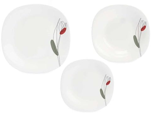 Vajilla 18pzs cuadrada tulipan opal colección VIVALTO