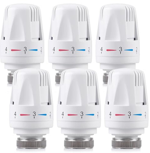 6 Stück Thermostatkopf Heizkörperventil, Heizkörperthermostat, Thermostat Heizung für Thread M30 x 1.5, Thermostat-Kopf mit Nullstellung, Heizungsregler Heizungsthermostat Thermostatventilkopf