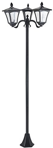 Outsunny 1.8m Garden Solar Post Lights, 3 Way Head Outdoor Lamp with Sensor Dimmable LED Lights, IP44, for Deck, Pathway, Driveway, Street, Black