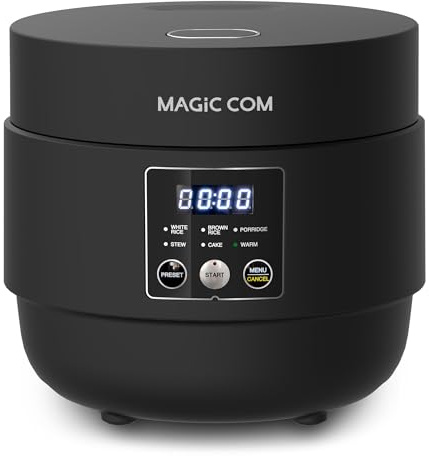 MAGiC COM Rice Cooker 4 Cup Uncooked/ 8 Cup Cooked, Digital Display with Warmer, Small Rice Maker & Multiple Settings, 24H Delay Timer, Automatic Keep Warm, Nonstick Inner Pot, Arrocera Eléctrica