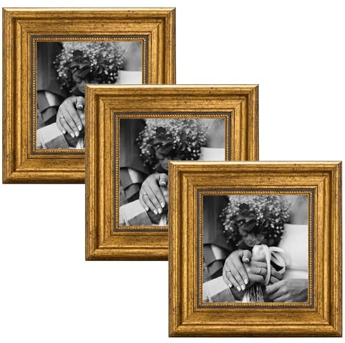 CABBEL fotoram 15x15 cm guld 3-pack vintage barock antik stil akrylglas okrossbart foto poster certifikat elegant vardagsrum