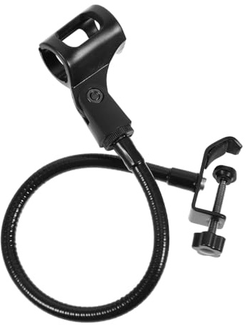 PartyKindom Adjustable Gooseneck Mic Stand Desk Mount Microphone Holder Clamp Flexible Mic Boom Arm Compatible with Podcast and Recording Microphones