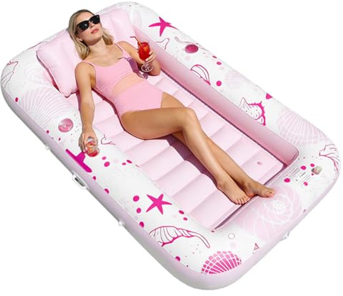 Sofá inflable para piscina, grande, 185 x 115 cm, tumbona inflable para piscina, cama doble, flotador, para playa, lago, verano, vacaciones, complejo turístico para adultos y familias