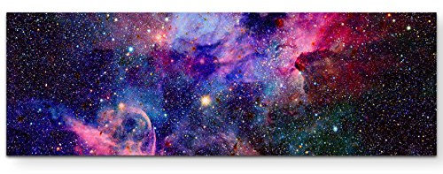 Paul Sinus Art Nebel und Galaxien im Weltraum - Panoramabild auf Leinwand in 150x50cm