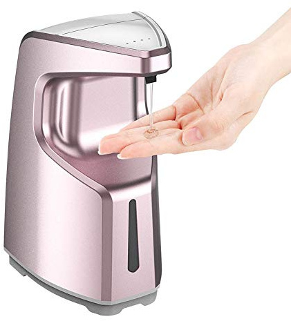 Dispensador automático de jabón para cocina de baño, dispensadores de desinfectante líquido sin contacto con sensor IR Ajuste de cuatro niveles,Rose gold