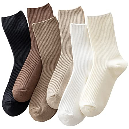 ACCFOD Womens Cute Crew Socks Fall Cotton Aesthetic Neutral Socks Size 5-9