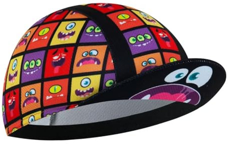 Corsehild Gorra de Ciclismo de Dibujos Animados para Hombre y Mujer, Sombrero de Ciclismo Debajo del Casco, poliéster, Transpirable, Absorbe el Sudor, Carrito-2, Talla única