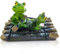 NASSMOSSE Schwimmende Teichdekoration,Harz-Frosch-Teich-Gartenskulpturen und -Statuen,Miniatur-Froschstatue auf Floß,wasserdichte Froschfigur für Hausgarten-Dekoration