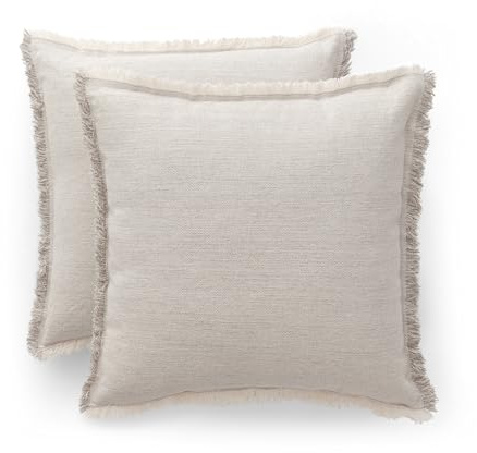 GAMUSI Juego 2 Fundas cojín algodón Jacquard Liso con Flecos Tibu 50x50 cm - Fundas de cojín Decorativas con Cierre Cremallera algodón Suave Transpirable