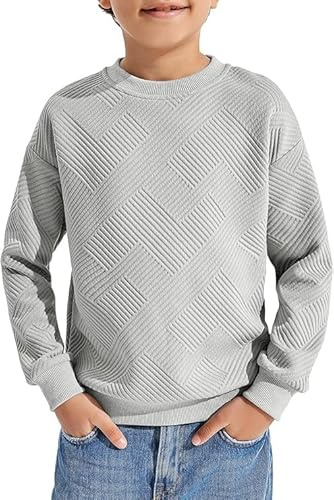 Haloumoning Pojkar rund hals sweatshirt långärmad baströja, GRÅ, 160