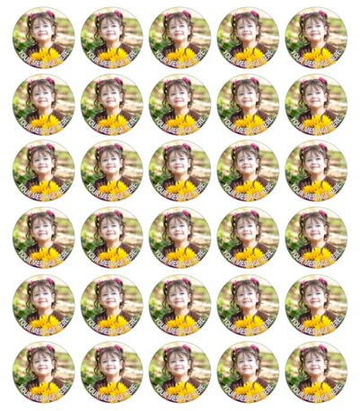 PRE CUT EDIBLE Cupcake Toppers Personalised with YOUR Photo/Logo/Message - Edible Wafer Cupcake Discs (1.5 X 30)