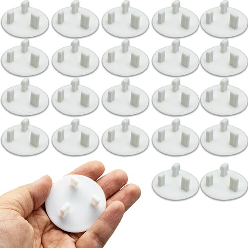 22 Pack UK Plug Socket Covers,Safety Plug Covers,Plug Socket Safe,White Baby Home Safety Outlet Covers Child Proof Plug Socket Protectors Guards Caps to Prevent Electric Shock