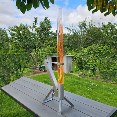 CTSC Outdoor Pellet Heater, Pellet Heater for Patio with 100 x 8 cm Glass Tube, Add Space Light and Ambience for Patio and Backyard