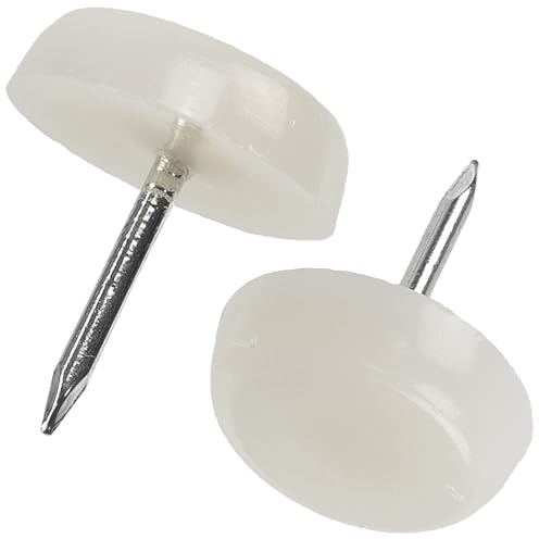 AERZETIX - K34146 - Juego de 25 Patines deslizantes para Patas de Silla con Clavo Redondos Ø16mm en plástico - Color Blanco - Mueble Mesa Armario cómoda Cama Accesorio protección Suelo sofá
