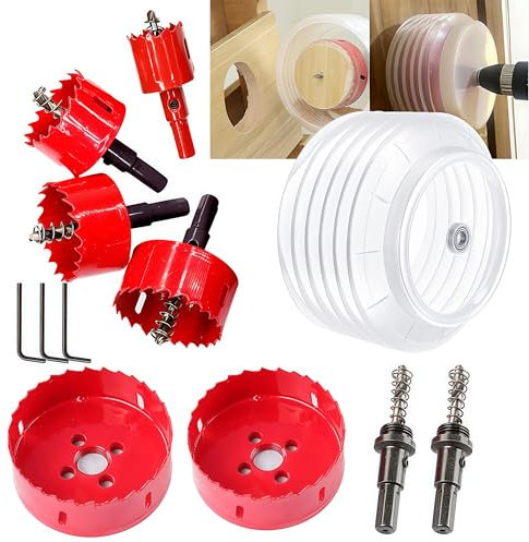 Hole Saw Sets, 30mm-100mm Holesaw Set with Dust Catcher & Hex Shank, 6-Piece M42 Bi-Metal Hole Cutter Set, Metal Hole Saw Drill Bit – Perfect for Handymen, DIY Enthusiasts, Recessed Lights, Wood, PVC