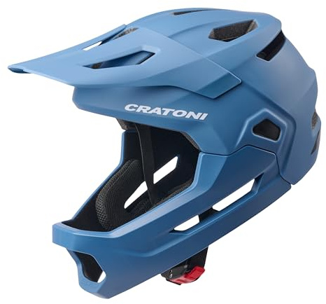 Cratoni Madcat - Casco da bicicletta Fullfacehelm S/M 49-56 MTB per bambini, colore: blu