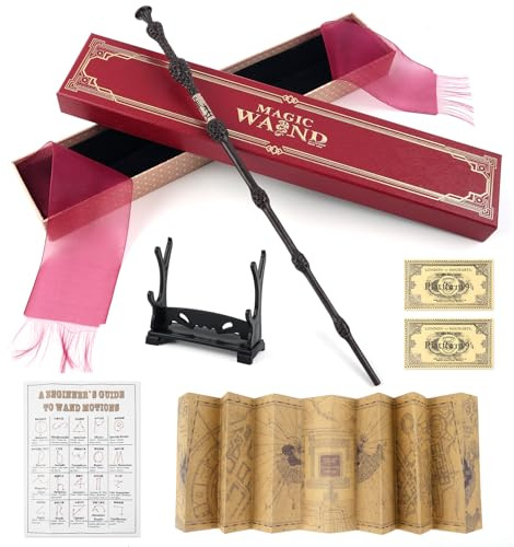 yumcute Magic Wand, 35CM Dum-ble Wand in Gift Box with Spell Chart, Station Ticket, Map and Stand Magical Gift Pretend Play for Girls and Boys Children Adults Birthday Halloween Christmas