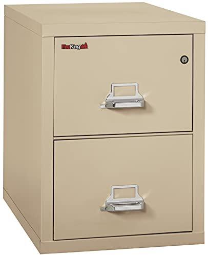 FireKing Vertical 2 Drawer Letter Fire Rated File Cabinet, Pewter