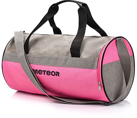 meteor Sporttasche Kinder 25L runde Tasche Gym Tasche Herren schwimmtasche Reisetasche Urlaubstasche klein Fitnesstasche Kindertaschen Schule-Taschen turntasche Jungen (25 L, pink/hellgrau)