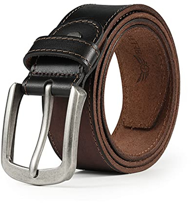 BELTER Ceinture Homme en Véritable Cuir Ceinturon Hommes Pour Jean- Boucle à Ardillon Classique Coffret Cadeau (120cm,Marron)