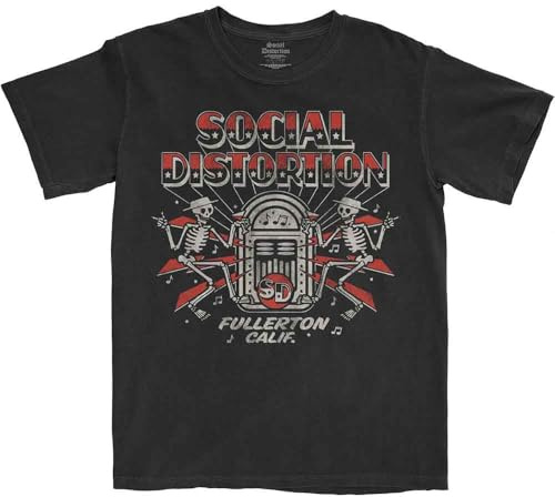 Social Distortion T-shirt, jukebox Skelly band, logotyp nue, officiellt svart, svart, XL