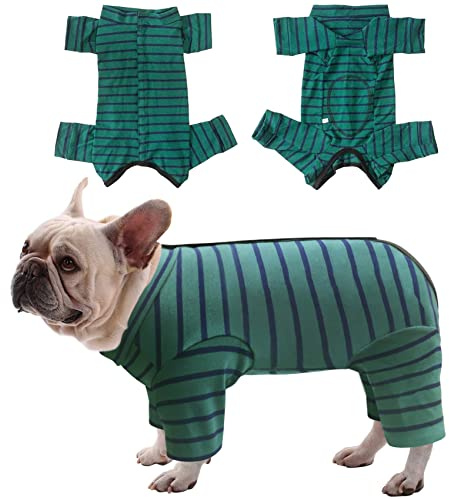 Dolahovy Dog Surgery Recovery Suit,Pet Recovery Shirt Cone E-Collar Alternative Pet Vest for Abdominal Wounds Medical Dog Bodysuit with Legs for Female Male Small Medium Dogs Cats (L, Green)