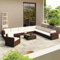 HETFTJN 12-TLG. Garten-Lounge-Set, Sitzlounge Garten Gartensessel Gartenmöbel Set Garten Essgruppe Geeignet für Garten Balkon Wenig Platz Außen mit Auflagen Poly Rattan Braun